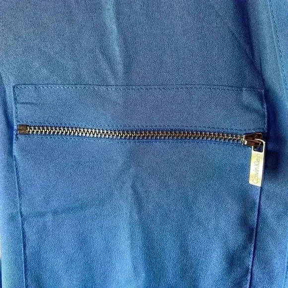 Calvin Klein Women's Royal Blue Roll Up 3/4 Sleeves Button Down Blouse Shirt XS - Picture 5 of 16